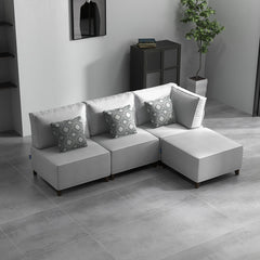 Flexible Slipcover Modular Seating - 1 Corner Unit + 1 Ottoman + 2 Armless Chairs