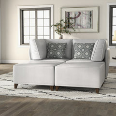 Flexible Slipcover Modular Seating - 2 Corner Units + 2 Ottomans
