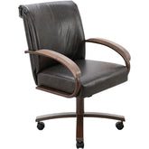 Chromcraft Metal Craft Easton Collection MM602 Swivel Tilt Caster Casual Dining Chair With Ivanhoe Bison PU leather