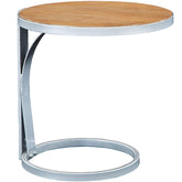 18-inch round accent table with nickel frame and Honey Toast wood top