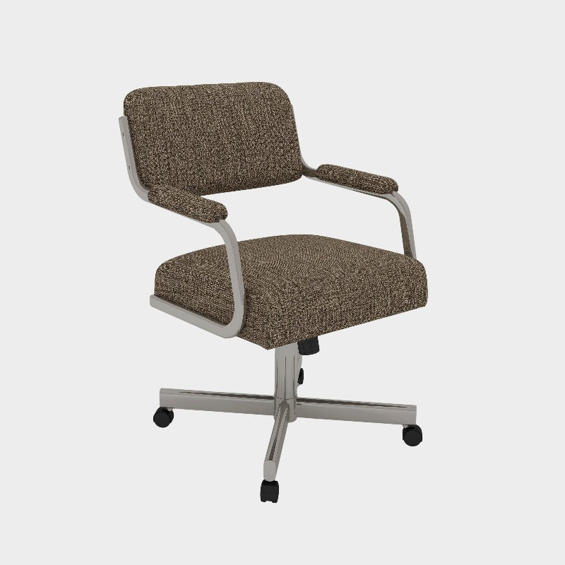 Clio Collection KM96-KP01 Channel Upholstered Back Between Exposed Metal Arms With Padded Upholstered Caps Over An All-Metal Swivel Tilt: Opulence Meet Versatility