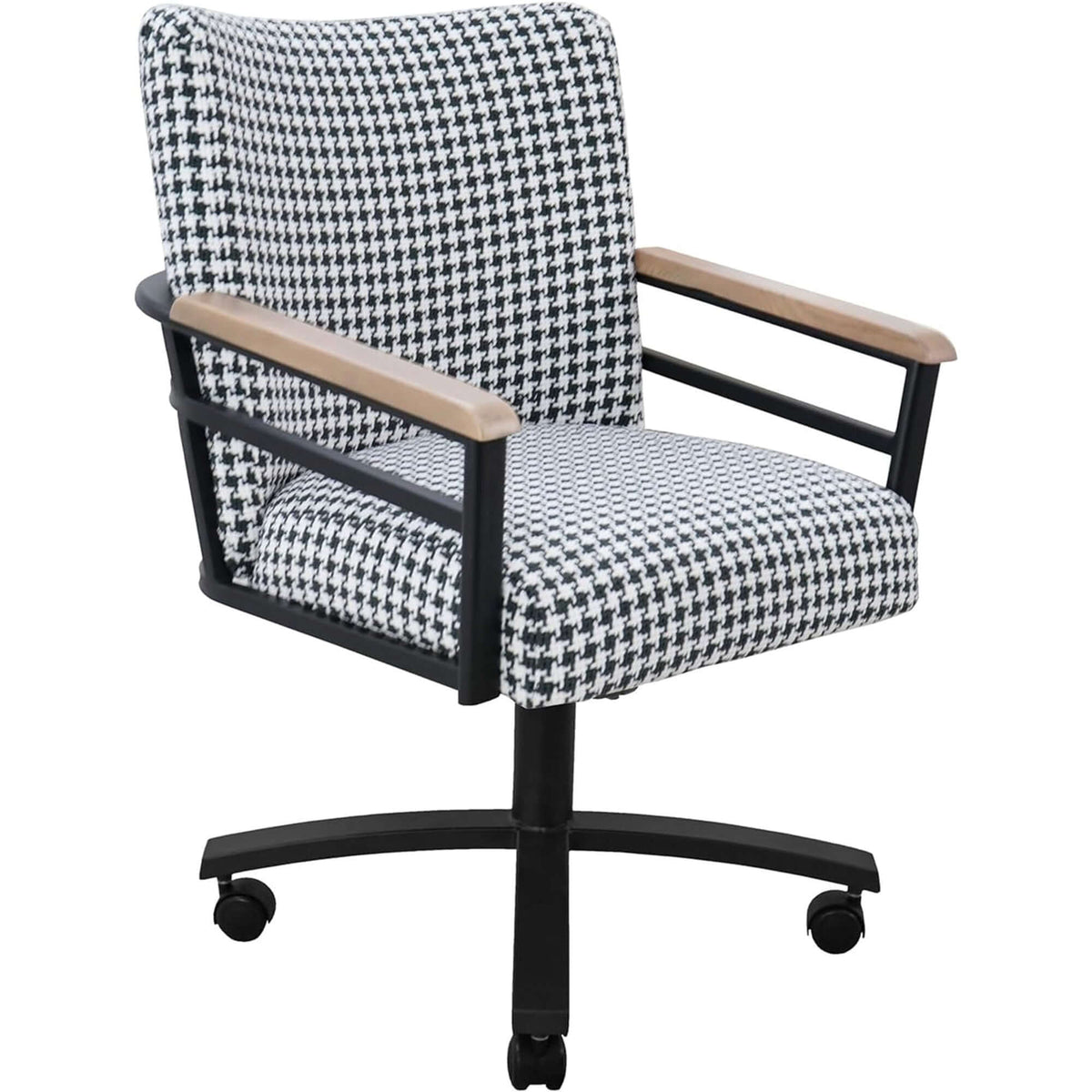 Chromcraft Metal Craft Camden Collection MM604 Swivel Tilt Caster Casual Dining Chair With Highgate Shadow Fabric