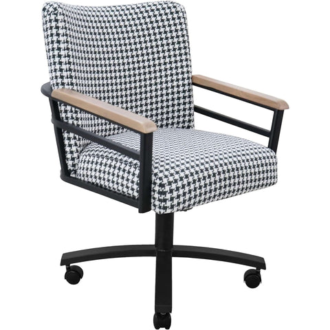 Chromcraft Metal Craft Camden Collection MM604 Swivel Tilt Caster Casual Dining Chair With Highgate Shadow Fabric