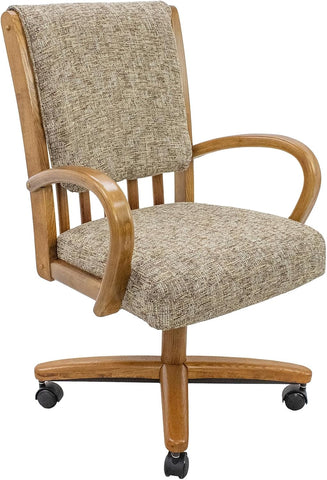 Chromcraft Baylor Collection CM177 Swivel Tilt Caster Casual Dining Chair With Noriko Earth Fabric