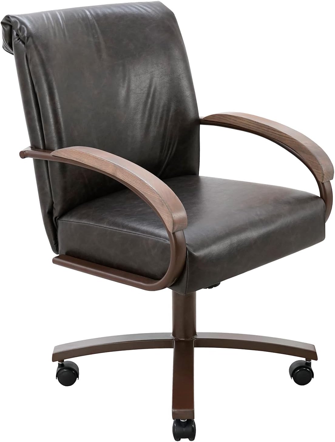 Chromcraft Metal Craft Easton Collection MM602 Swivel Tilt Caster Casual Dining Chair With Ivanhoe Bison PU leather