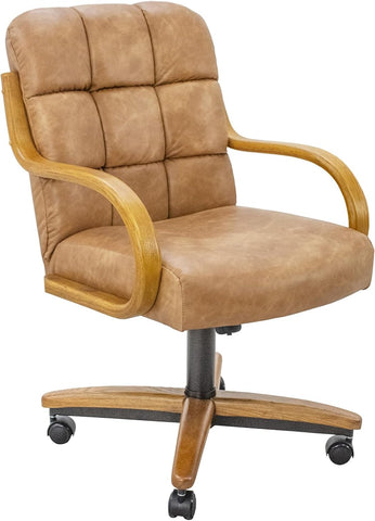 Ryland PU Leather Swivel-Tilt Caster Dining Chair