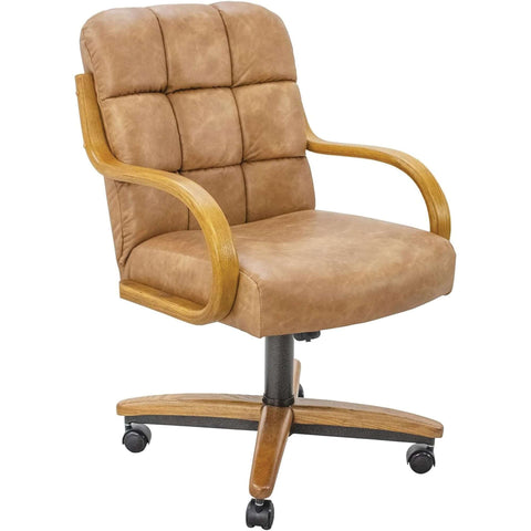 Chromcraft Ryland Collection CM117 Swivel-Tilt Caster Dining Chair in Ivanhoe Congac PU Leather