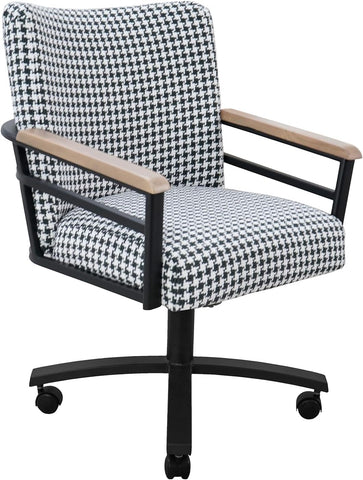 Chromcraft Metal Craft Camden Collection MM604 Swivel Tilt Caster Casual Dining Chair With Highgate Shadow Fabric