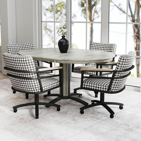 Chromcraft Metal Craft Camden Collection MM604 Swivel Tilt Caster Casual Dining Chair With Highgate Shadow Fabric