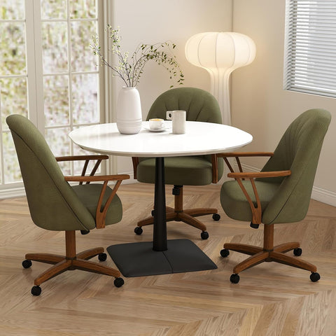 Chromcraft Bailey Collection CM127 Swivel Tilt Caster Casual Dining Chair With Ivanhoe Pine PU Leather
