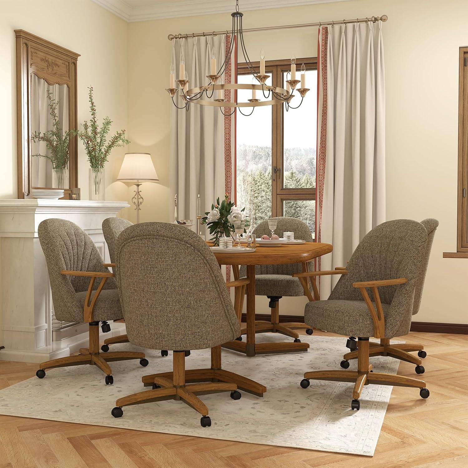 Chromcraft Bailey Collection CM127 Swivel Tilt Caster Casual Dining Chair With Vivacious Mocha