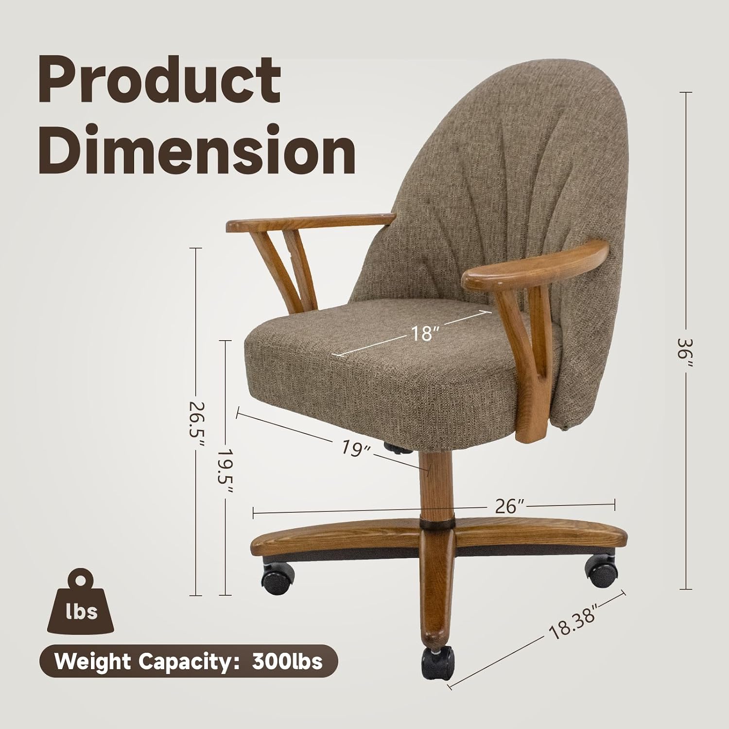 Chromcraft Bailey Collection CM127 Swivel Tilt Caster Casual Dining Chair With Vivacious Mocha