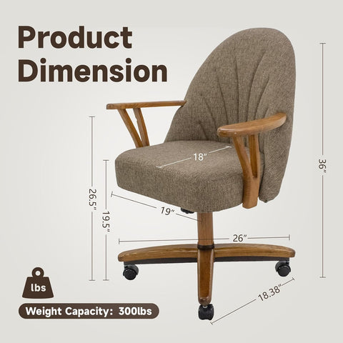 Chromcraft Bailey Collection CM127 Swivel Tilt Caster Casual Dining Chair With Vivacious Mocha