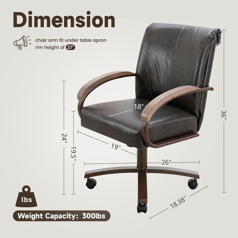 Chromcraft Metal Craft Easton Collection MM602 Swivel Tilt Caster Casual Dining Chair With Ivanhoe Bison PU leather