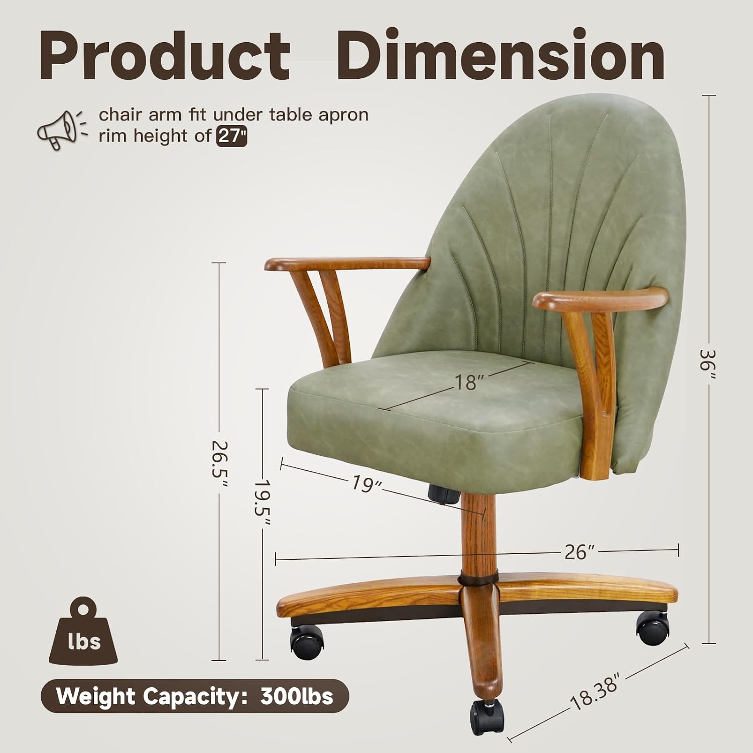 Chromcraft Bailey Collection CM127 Swivel Tilt Caster Casual Dining Chair With Ivanhoe Pine PU Leather