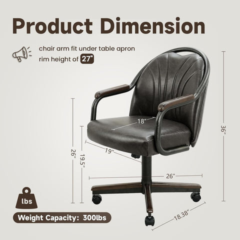 Chromcraft Medina Collection CM188 Swivel Tilt Caster Casual Dining Chair With Ivanhoe Bison PU Leather