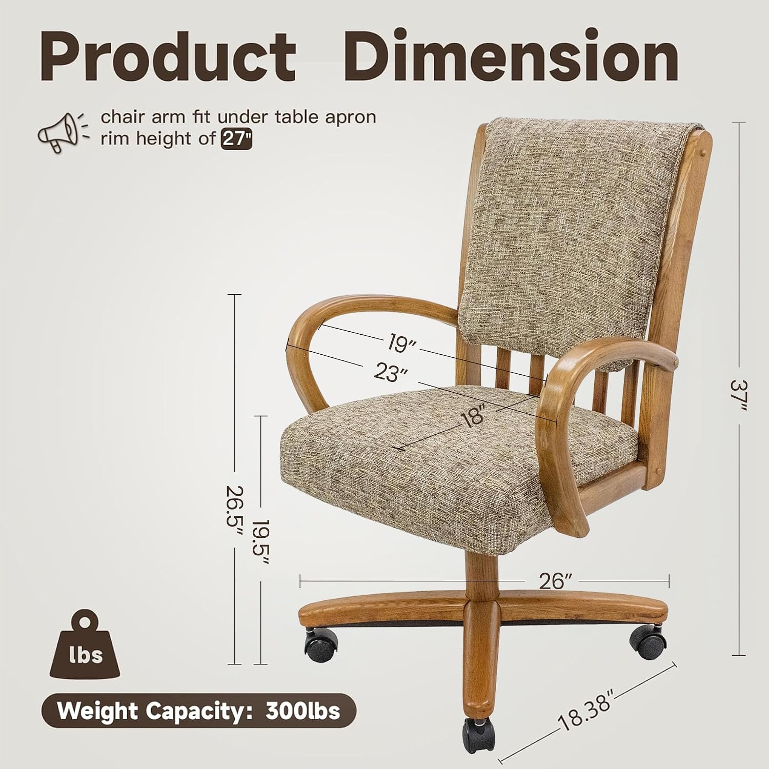 Chromcraft Baylor Collection CM177 Swivel Tilt Caster Casual Dining Chair With Noriko Earth Fabric