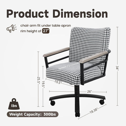 Chromcraft Metal Craft Camden Collection MM604 Swivel Tilt Caster Casual Dining Chair With Highgate Shadow Fabric
