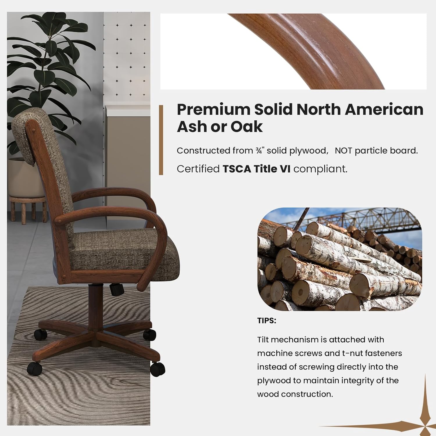 Chromcraft Baylor Collection CM177 Quick Shipping Chair (Ship in 2 Business Days) in Walnut Finish