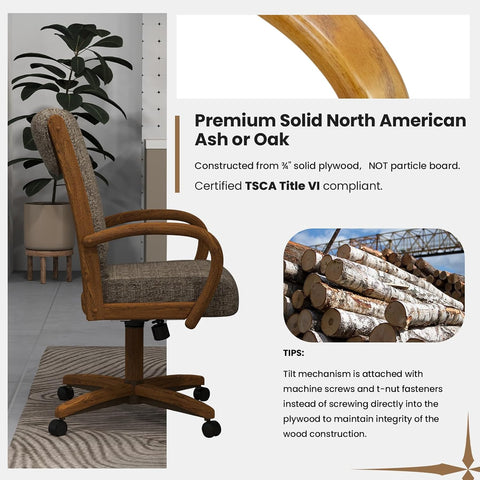 Chromcraft Baylor Collection CM177 Swivel Tilt Caster Casual Dining Chair With Noriko Earth Fabric