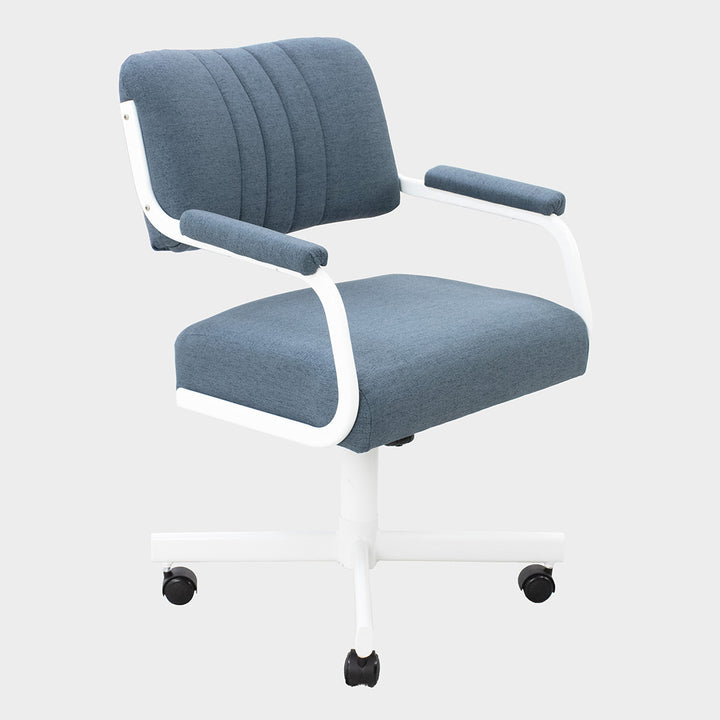 Clio Collection KM96-KP01 Channel Upholstered Back Between Exposed Metal Arms With Padded Upholstered Caps Over An All-Metal Swivel Tilt — Kitchen Decor collection