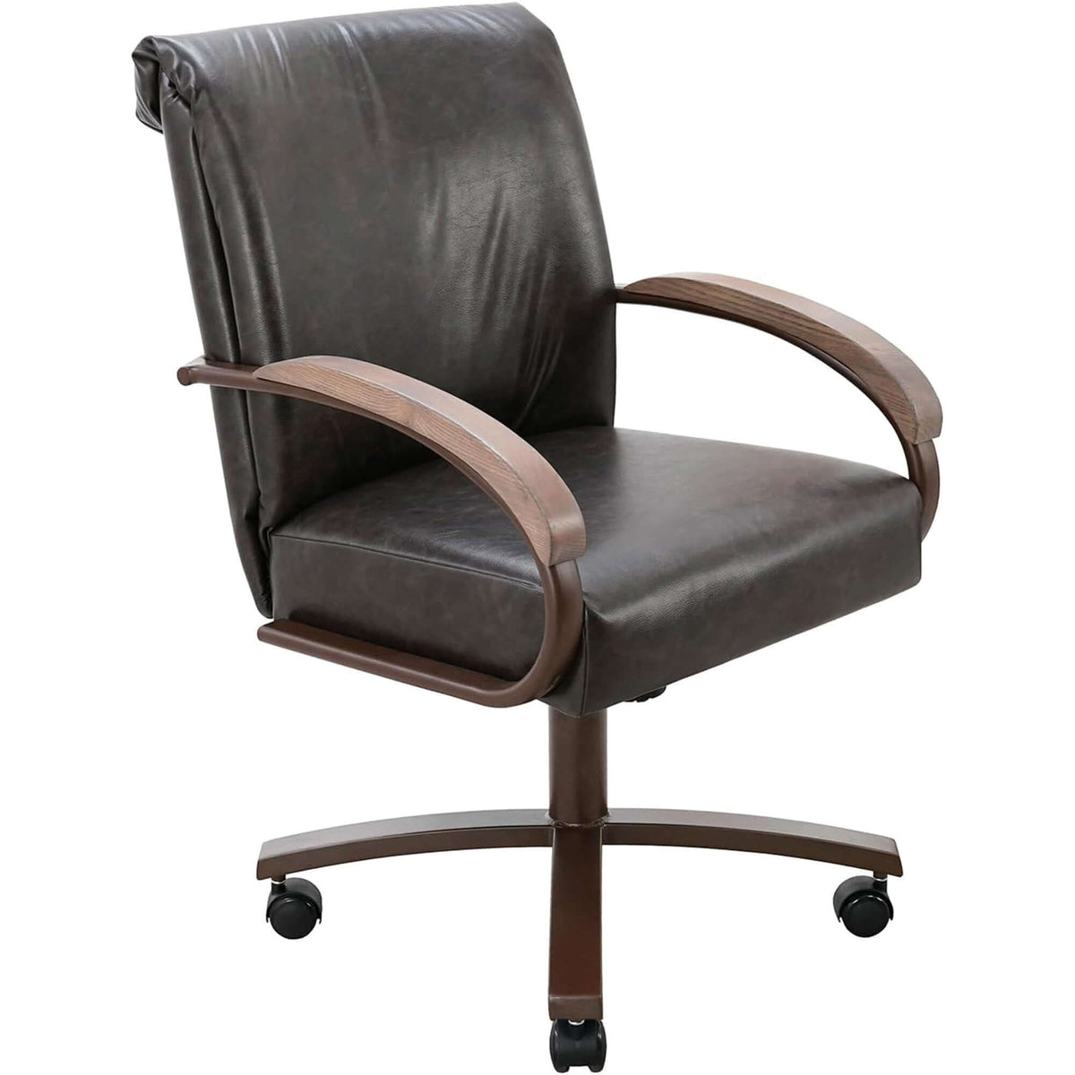 Chromcraft Metal Craft Easton Collection MM602 Swivel Tilt Caster Casual Dining Chair With Ivanhoe Bison PU leather