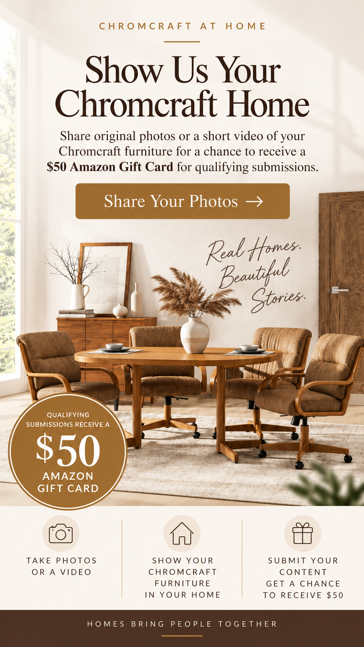 Chromcraft dining set promoting the Share Your Chromcraft Home customer photo program