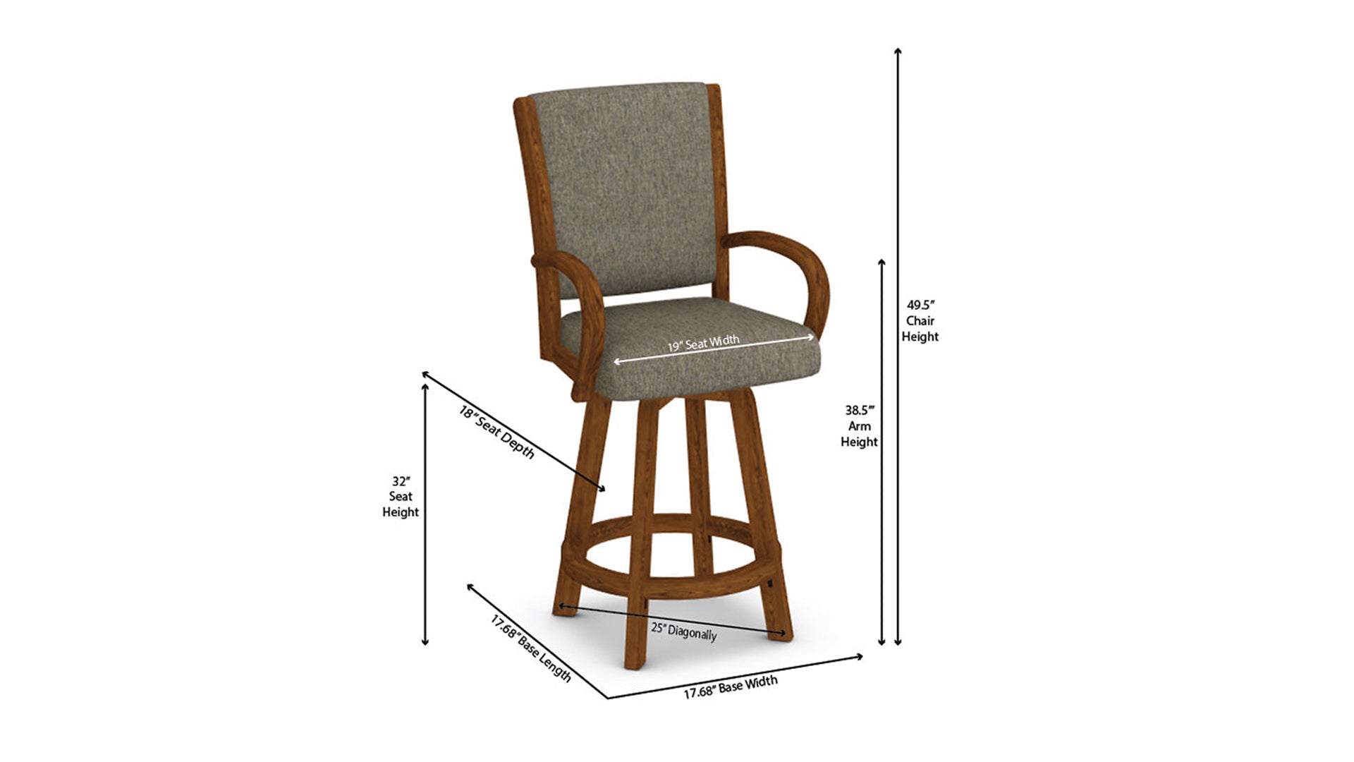 Chromcraft Camryn Collection CM167-CDS388 Swivel Bar Height Dining Stool